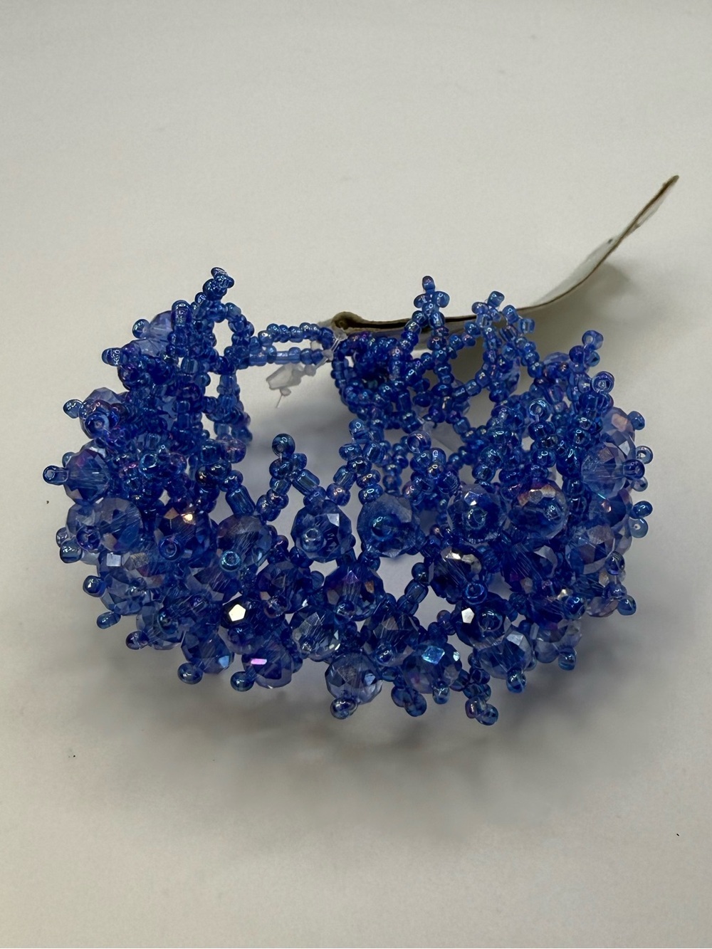 NWT Impressions Blue Beaded Cuff Bracelet Crystal Lace Statement